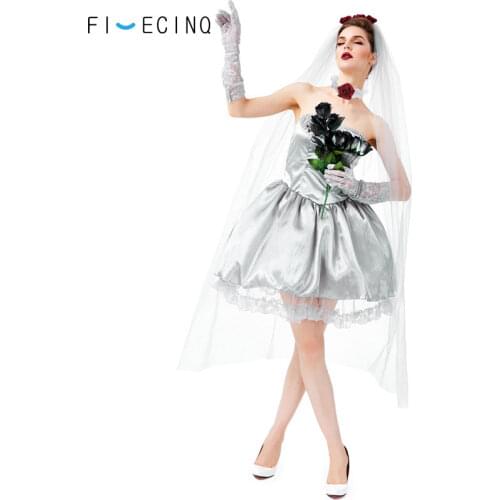 Halloween Ghost Bride Dress Anime Cosplay Masquerade Costume Adult Women Girl Wedding Lolita Suit Horror Favtival Party Outfit