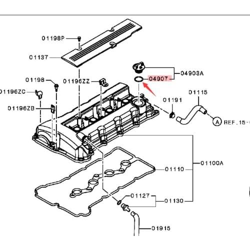 GASKET,ENG OIL FILLER CAP,OUTLANDER CW0W GF0W LANCER CY0A CX0A CZ4A ASX GA0W 4B1/4J1/6B31 1250A012