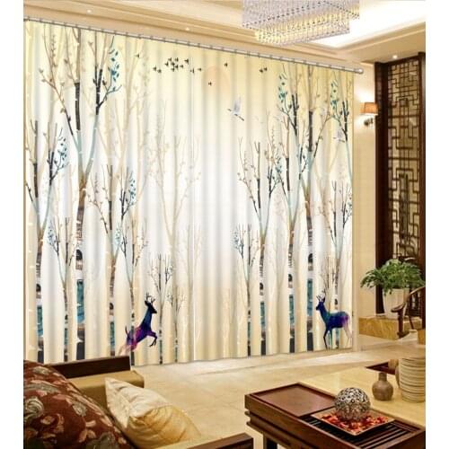 Luxury Blackout 3D Window Curtains For Living Room Bedroom Customized size forest curtains tree curtain