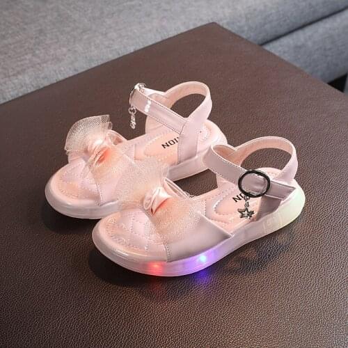 2021 New Summer Sandals Baby Girl Children Led Light Sandals for Kids Princess Shoes Beach Non-slip Soft Sole Sandals Size 22-31