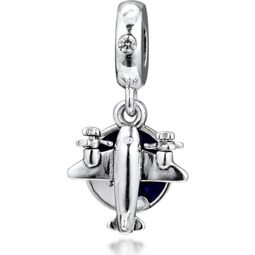 Charms 925 Silver Original Fit Pandora Bracelets Sterling Silver Propeller Plane Dangle Charm Beads for diy Women Jewelry