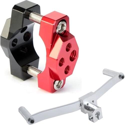 Universal Motorcycle Aluminum Dual/2 Way Gear Shift Lever with Motorcycle Handlebar Clamp, Spotlight Bracket