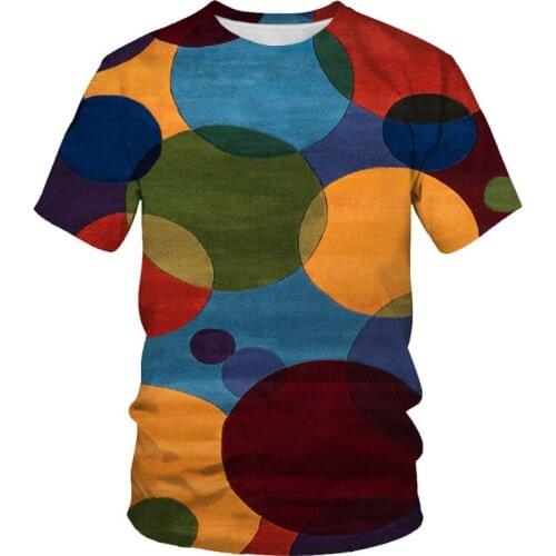 The store manager hotly pushes the new male and female 3D printed graffiti O-neck TSHIRT launched in the summer of 2021