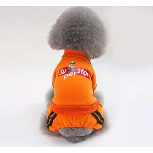 Spring and autumn dog clothes with velvet to keep warm small dog hoodies fleece teddy french bulldog dog sweater Four-legged