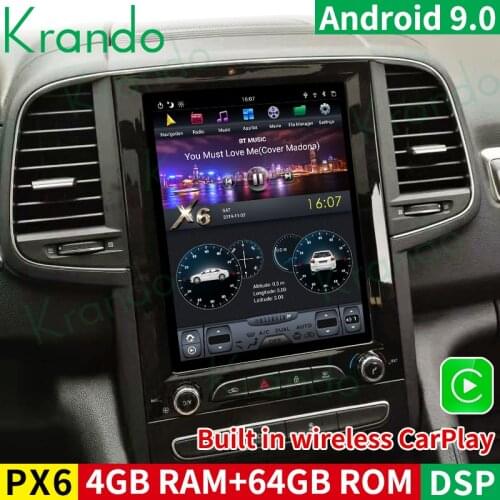 Krando Android 9.0 10.4" verticial screen car gps navigation for Renault Koleos 2016+/Megane 4 2017+ radio audio stereo WIFI
