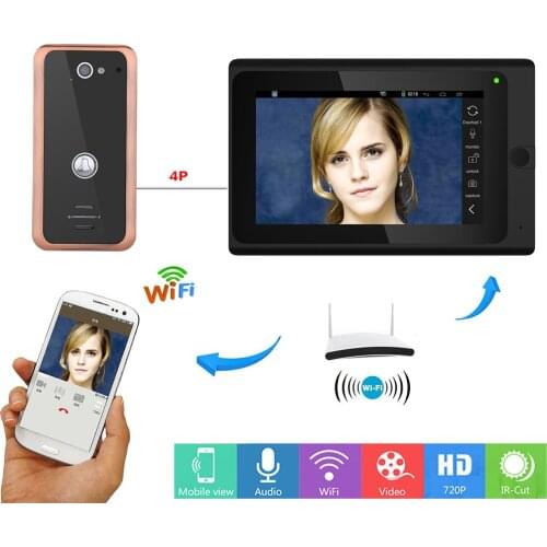 7 inch Wired / Wireless Wifi IP Video Door Phone Doorbell Intercom Aluminum Alloy CCD 1000TVL Wired Camera APP unlock