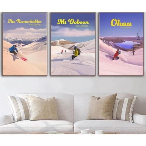 Vintage Winter Sports Poster Ski Snowboard Art Print Poster Wall Pictures Skiing Picture Canvas Painting Mountain Decoration