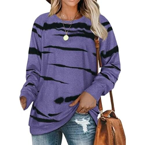 Casual Women Autumn O Neck Long Sleeve Tie Dye Print Top Loose Blouse women blouses fashion 2020