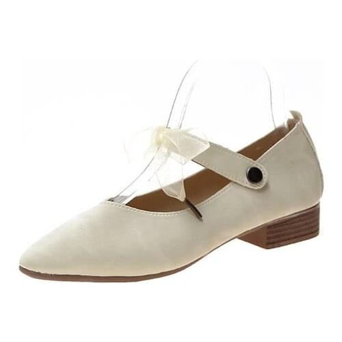 Single Shoes Female Thick With Female 2019 Tide New Wild With Bow Butterfly Fairy Shallow Mouth Mary Jane Shoes