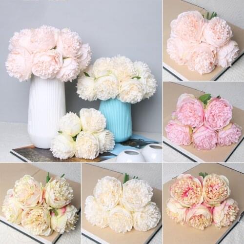 1 Bouquet Artificial Fake Silk Peony Flower European Artificial Peony Decorative Party Silk fake Flowers Peonies
