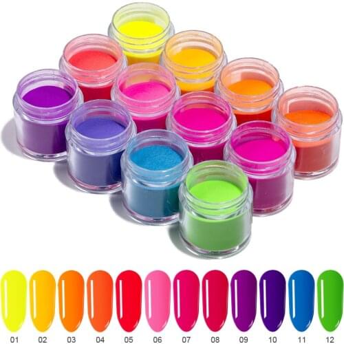 1 Box Neon Pigment Powder Nail Fluorescence Nail Glitter Dust Summer Ombre Paillettes DIY Nail Art Manicure Nail Art Decorations
