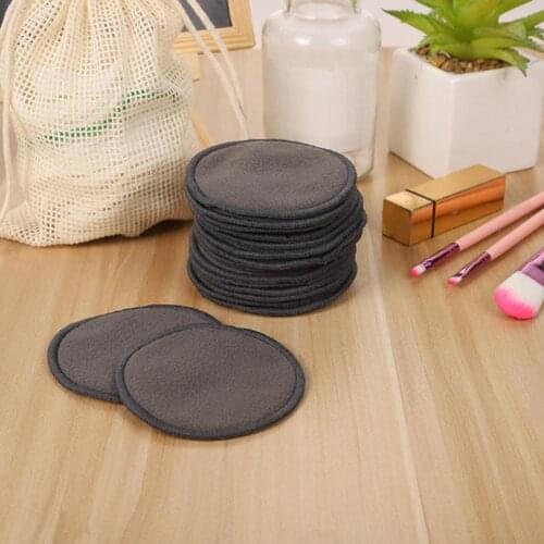 12pcs/set Reusable Round Bamboo Makeup Remover Pads With Drawstring Storage Bag 8cm 3.15 Inch Washable Cleaning Pads