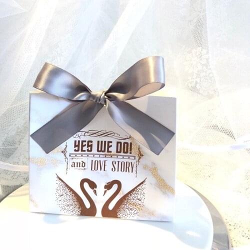 20pcs Creative romantic Marble / Swan Candy Boxes Chocolate Bag Party Wedding Favors souvenirs thanks Gift package Bags
