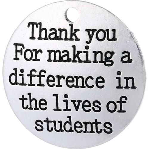 20pcs/lot 25mm DIY ancient charm lettering Thank you for making a difference the lives of students pendants accessories
