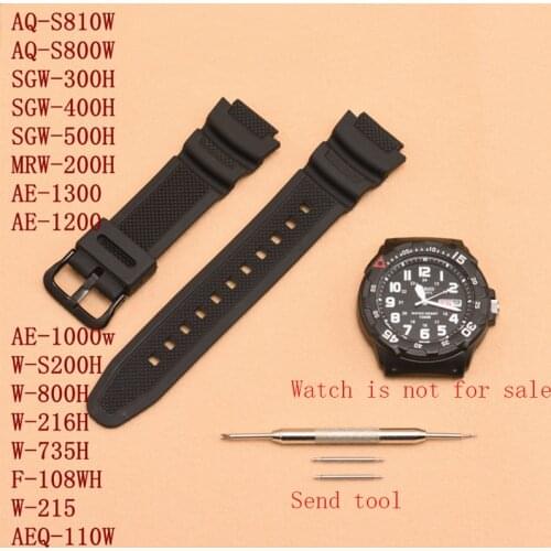 Watch Accessories 18mm for Casio AE-1200 Mens and Womens Sports Waterproof resin Watch Strap