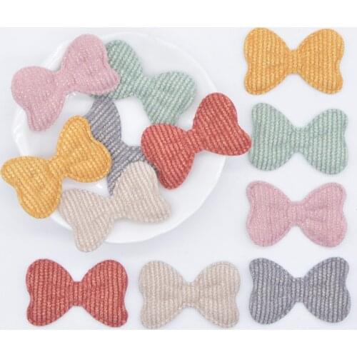 50Pcs/lot 38*25mm Glitter Cloth Bow Tie Appliques for DIY Hat Gloves Clothes Leggings Sewing Supplies Headwear Decor Patches L74