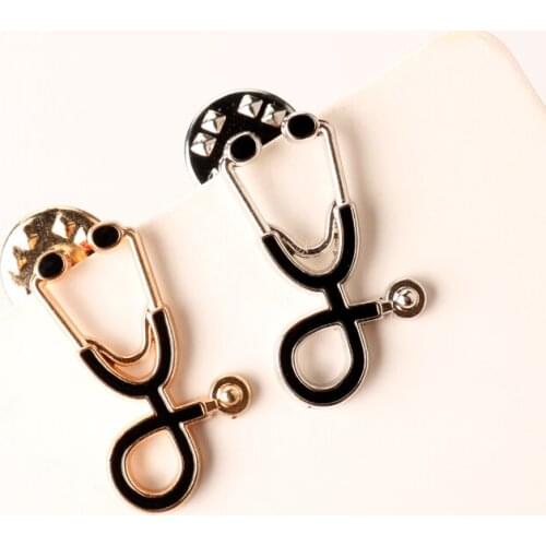 Doctor Nurse Stethoscope Brooches Medical Jewelry Denim Jackets Enamel Pins Metal Badge Button Boy Girl