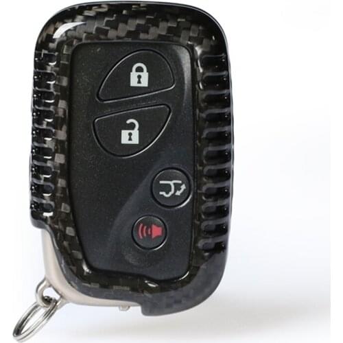 Real Black Carbon Fiber Key Fob Case Cover Shell For Lexus IS ES GS LS CT LX GX RX Car Keyless Keychain 2005-5016 Ring Cap Trim