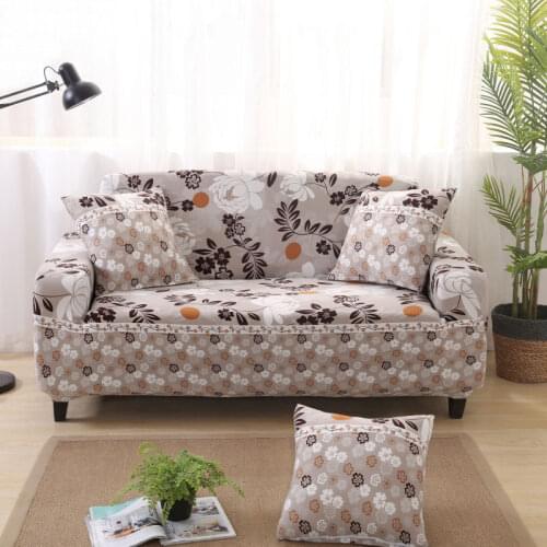 Autumn Winter Warm Color Printed Stretch Sofa Cover, Loveseat Couch Cover Washable Pets Furniture Protector Spandex Slipcover
