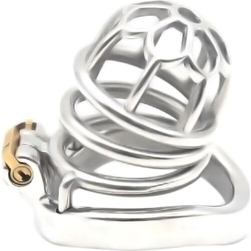 Mens Metal CB Chastity Device Arc Ring Stainless Steel Chastity Lock Anti Derailment Penis JJ Cage Sex Rings Adult Toys for Men