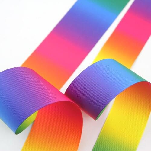 Double face 25mm 38mm 50mm printed grosgrain rainbow ribbon 20 yards DIY hair bows accessories wedding decorative ribbons