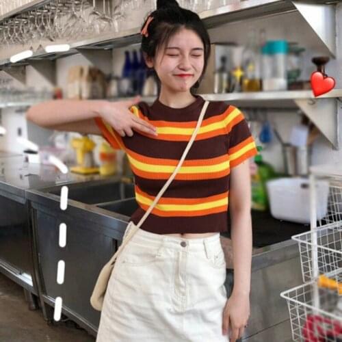 Женские полосатые футболки EFINNY China At AliExpress