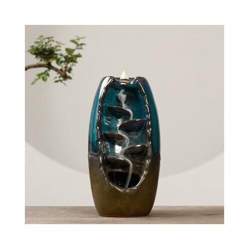 Hot sale Mountain River Handicraft Incense Holder Ceramic Backflow Waterfall Smoke Incense Burner Mothers Gift Home Decor