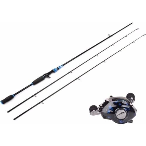 HiUmi 2 Pieces Casting Fishing Rod Pole With Baitcasting Reel Fishing Rod with Two Tips M ML Lure Fishing Rod and Reel Combo