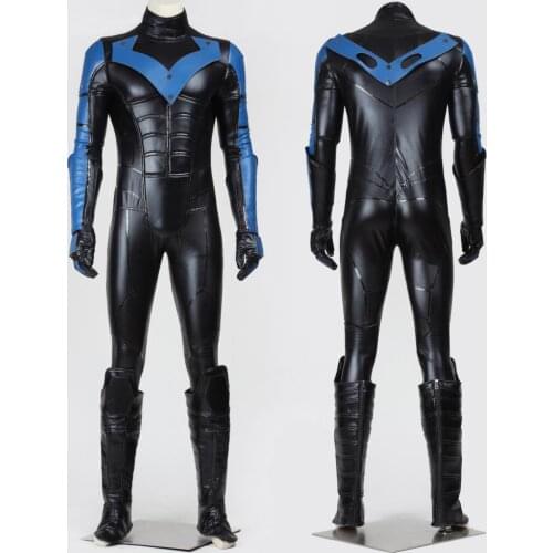 Game Bat Arkham City Clothes Cosplay Costume Dick Grayson Role-playing Bodysuit Halloween Carnival Outfit With Shoe Covers