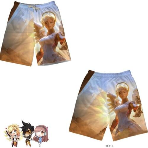 Hot Anime Game Overwatches Shorts OW Hanzo Mercy Dva Genji Tracer Reaper Mei Cosplay for Summer Shorts Pants Casual Beach Shorts