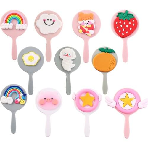 Cute Mini Handheld Cosmetic Mirror Women Dressing Salon Barbers Mirror Beauty Hair Hairdressers Cartoon Decorative Tools