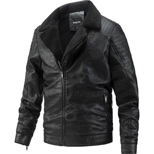 2021Fall&winter Thick Leather Jacket and Coat Men Plus Velvet Motorcycle Leather Jacket Fashion PU Warm Top Mens Clothing
