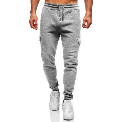 Mens Fashion 2020 Fall/winter Casual Multi-pocket Loose Beamed Overalls Run Jogging Fitness Sweatpants Sports Pants Trousers