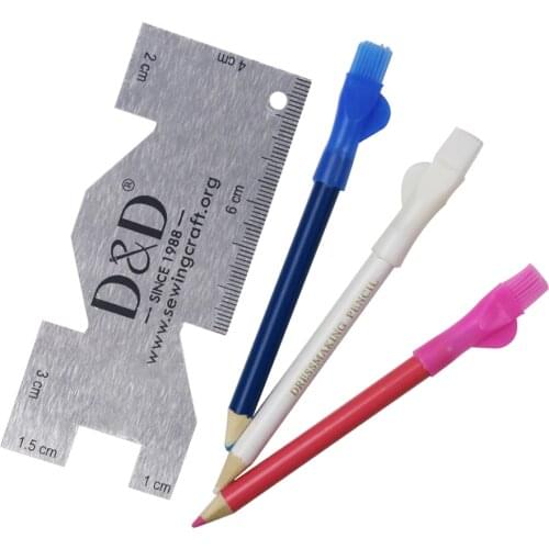 Sewing Kits Metal Sewing Measuring Gauge Quilting Rulers&Tailors Pencil Patchwork Needlework Tools Accessories