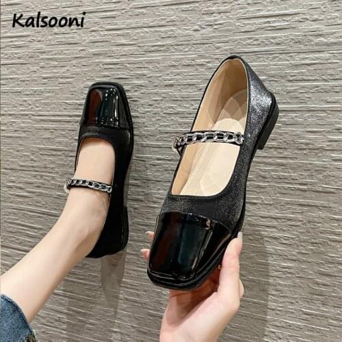 Kalsooni 2021 New Mary Janes Shoes Women Square Toe Shallow Comfortable Office Shoes
