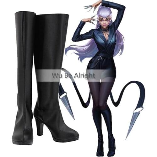 Game LOL KDA The Baddest Evelynn Cosplay Shoes Women Black High Boots Halloween Carnival Party Accessories Props Custom Made