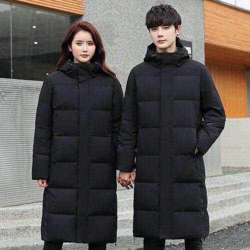 Couple winter jacket 90% white duck down coat long mens loose down jacket young thickening fashion trendy outwear