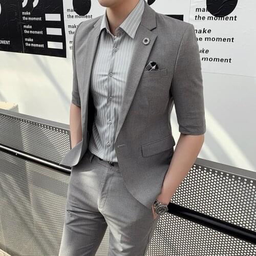 Jacket+Pants) 2021 new mens spring summer fashion wedding suit best male 2-Pieces high quality mens sleeve banquet club dress