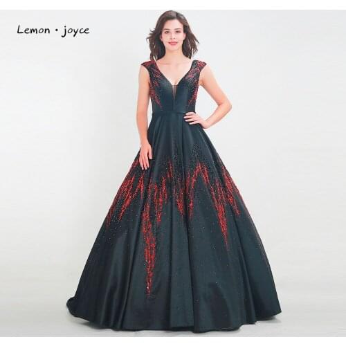 Lemon joyce 2020 Luxury Beaded Prom Dress New Design Satin Tank Backless Long Floor Length Party Dress Evening Dresses Plus Size