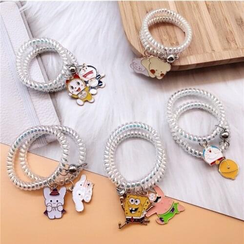 New Korean Childrens Cute Cartoon Pendant Phone Line Hair Rope Headwear Sweet Girl Fashion Ponytail Hair Accessories