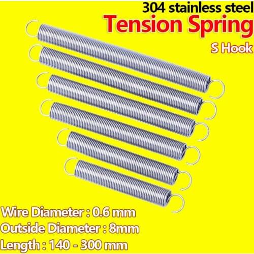 Pullback Spring Extension Coil Spring Draught Spring Wire Diameter 1.0mm Outer Diameter 10mm Stainless Steel Tension Spring