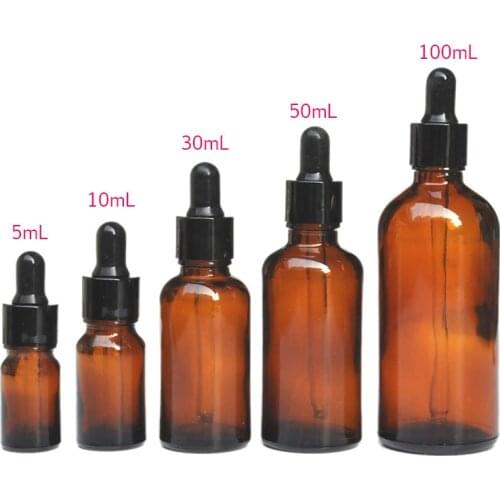 Reagent Eye Dropper Drop Amber Glass Aromatherapy Liquid Pipette Bottle Refillable Bottles