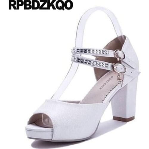 Pink wedding shoes high heels 10 42 ladies peep toe white pumps chunky 11 43 diamond crossdresser 3 inch plus size ankle strap