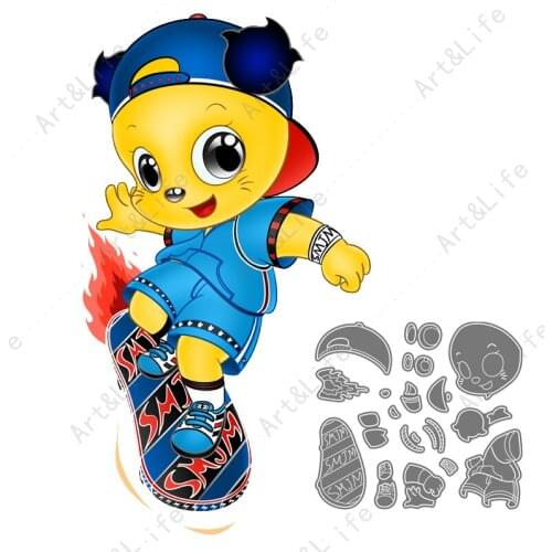Skater Boy Hot New Metal Cutting Dies Cute baby Stencils for Scrapbooking Album Birthday Card Embossing Cut Die Sports Boy Stamp