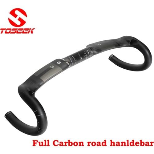 TOSEEK Ultralight Bike Handlebar Carbon Fiber Handle For Bicycle Bike Accessories Road Bicycles Handle Bar Matte 200g Handlebar
