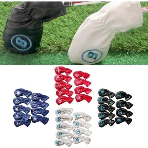 9x Golf Club Iron Head Cover Waterproof PU Leatehr Golf Club Protection Headcover Fits Most Irons Brand 16x7x1cm