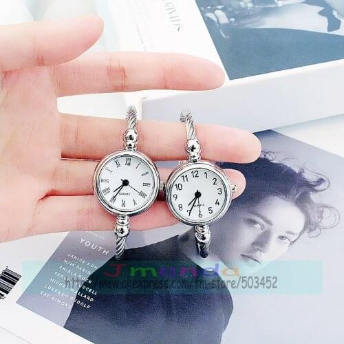 100pcs/lot fashion roman number silver belt bracelet wrap elegance bangle wrist watch wholesale lady hot selling clock