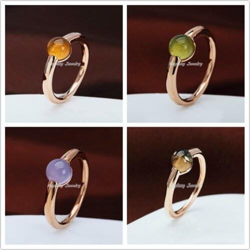 2021 Real Charm Jewelry 4 Colour Round Big Crystal Rose Gold Plated Wedding Rings For Women Party Gifts Surprise Price