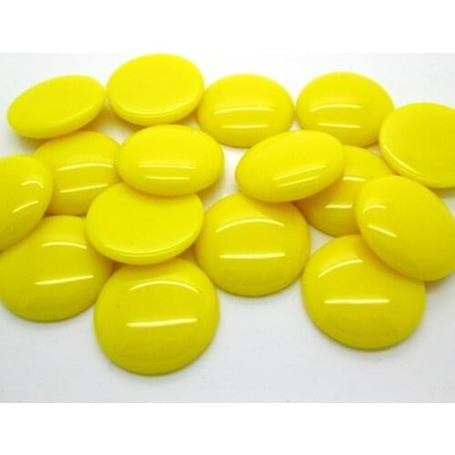 30Pcs 22mm Resin Yellow Round Decoration Crafts Beads Flatback Cabochon Scrapbook DIY Embellishments Accessories Buttons