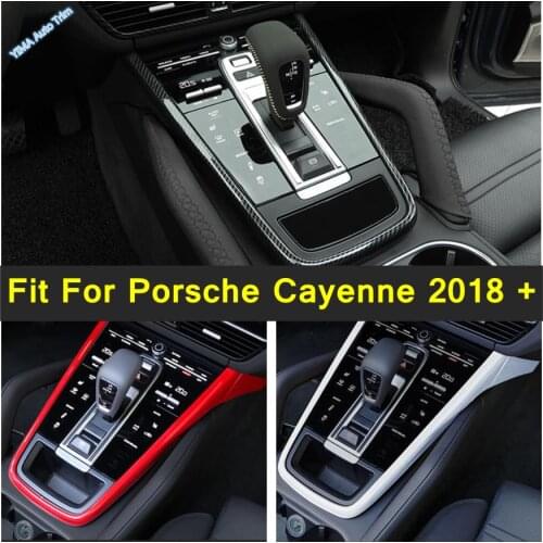 Accessories For Porsche Cayenne 2018 - 2021 Middle Stalls Gear Shift Box Panel Cover Trim Matte / Red / Carbon Fiber Interior